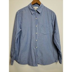 Evan Picone Womens Blouse size 16 Blue Pin Stripe long sleeve Cotton